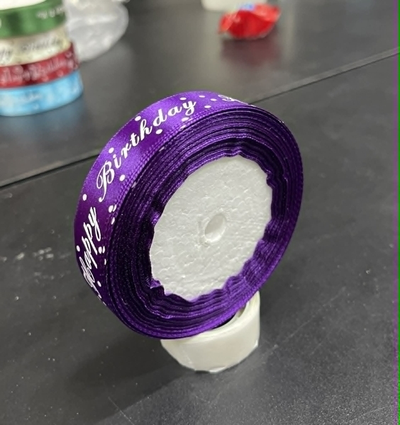 Ruy Băng Trang Trí - 2cm Chữ HPBD -  Tím chữ