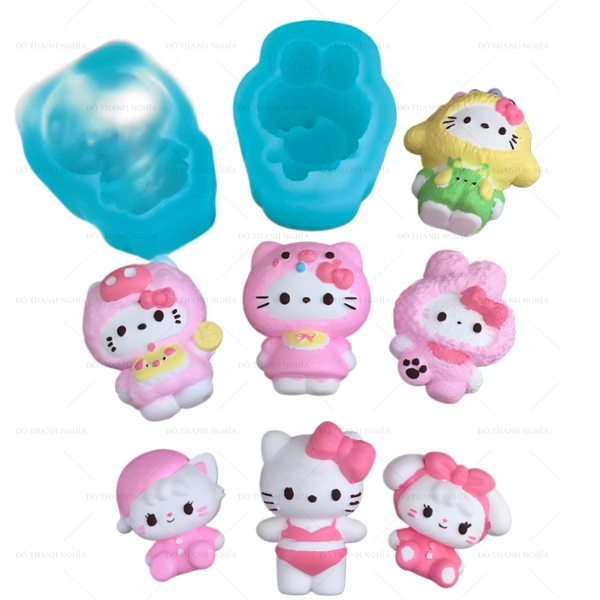 Khuôn Silicon - Mèo Kitty - Mèo Bikini 5cm