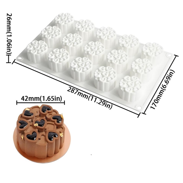 Khuôn Silicon - Vĩ Đế Tròn Trái Tim 15c 4cm