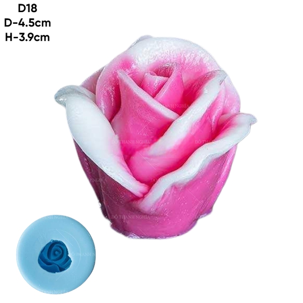 Khuôn Silicon - Hoa Hồng Nở - D18 4.5 cm - Thái Nở