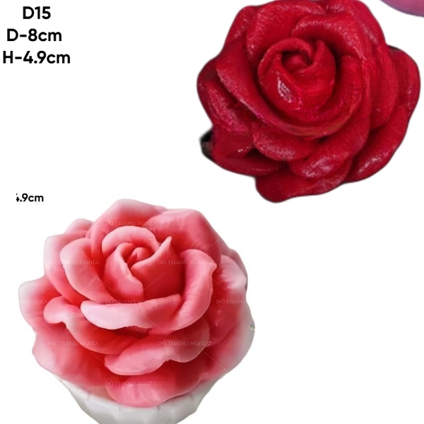 Khuôn Silicon - Hoa Hồng Nở - D15 8cm - Thái Nở