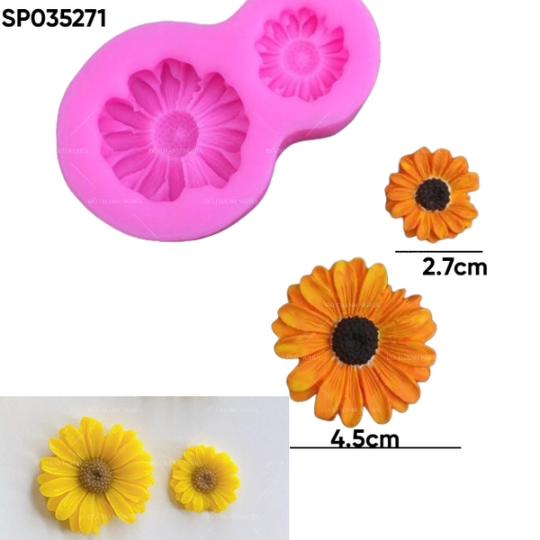 Khuôn Silicon - Hoa Hướng Dương - Mặt 2 Hoa Rời 4.5cm 2.7cm