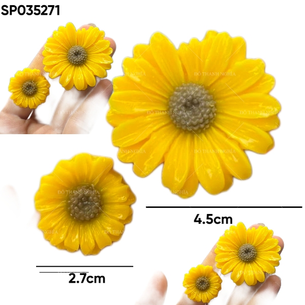 Khuôn Silicon - Hoa Hướng Dương - Mặt 2 Hoa Rời 4.5cm 2.7cm
