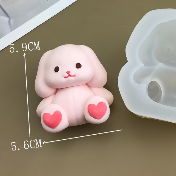 Khuôn Silicon Động Vật Con Gấu Tim 5.9cm