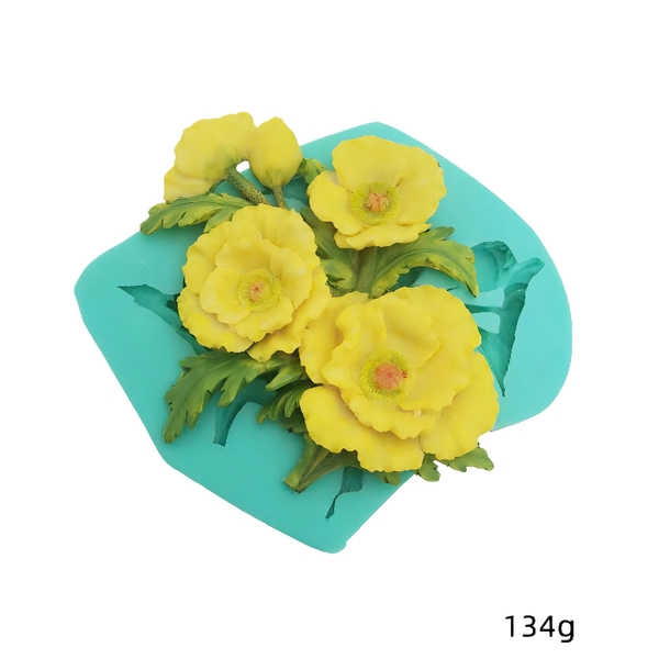 Khuôn Silicon - Chùm Hoa Cúc - Kèm Lá 5c 10cm