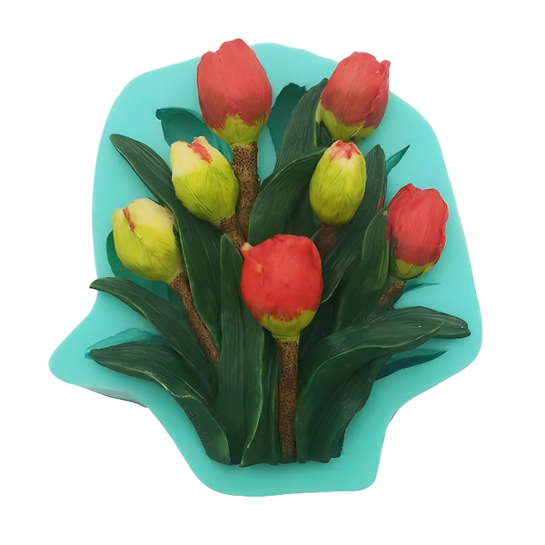 Khuôn Silicon - Hoa Tulip - SL95 - Chùm Hoa Tilip 8.1cm