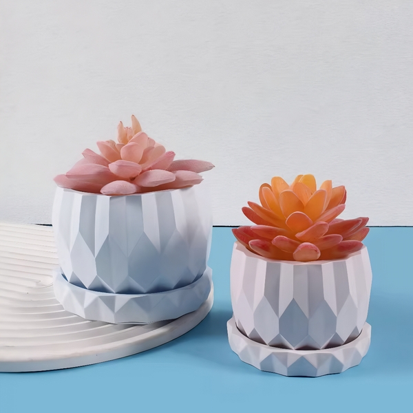 Khuôn Silicon - Chậu Cây - Đa Giác 7.9cm Không Kèm Đế