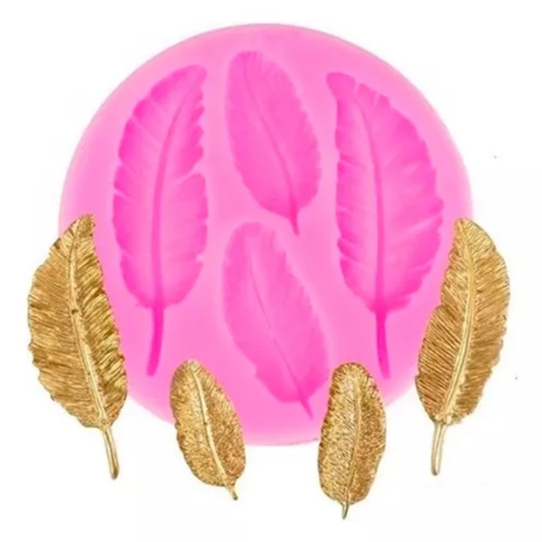Khuôn Silicon - Lá Lông Vũ - 6-8cm TH - 3c Hồng