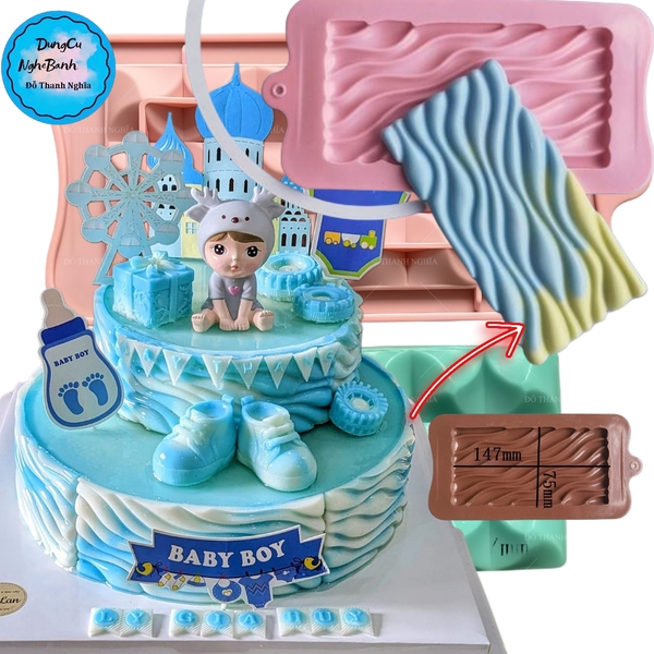 Khuôn Silicon - Viền VN - 17x8cm - VN05 - Gợn Sóng