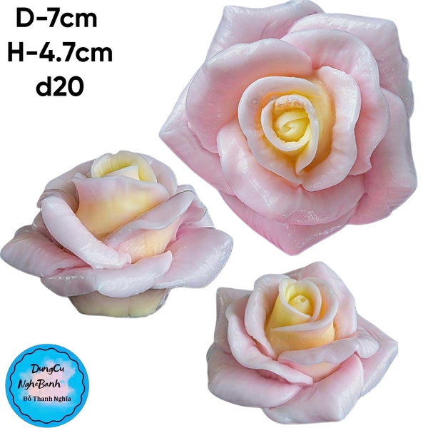 Khuôn Silicon - Hoa Hồng Nở - D20 7CM - Thái Nở