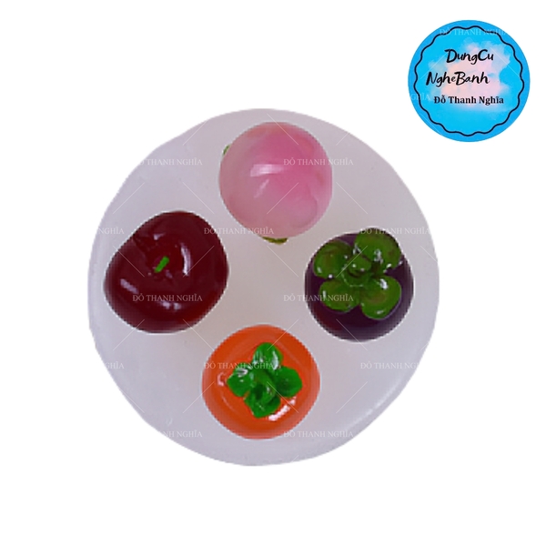 Khuôn Silicon - Trái Cây - Tứ Quả 4c - 3.5X8cm