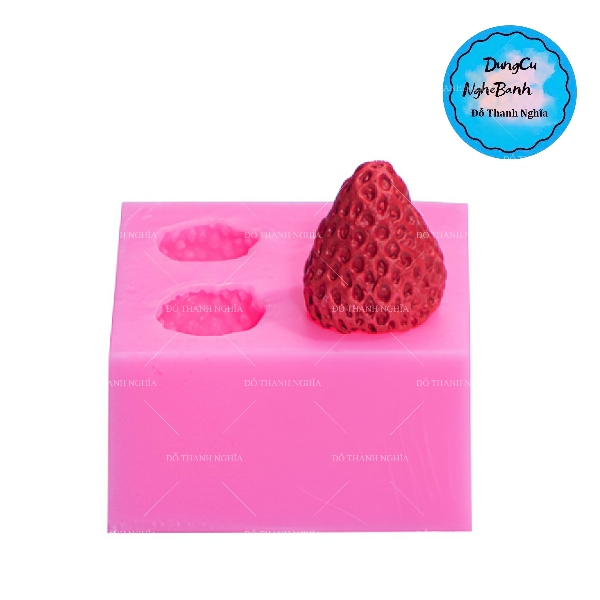 Khuôn Silicon - Trái Cây - Dâu Tây - 3cm - 4c - TRÒN