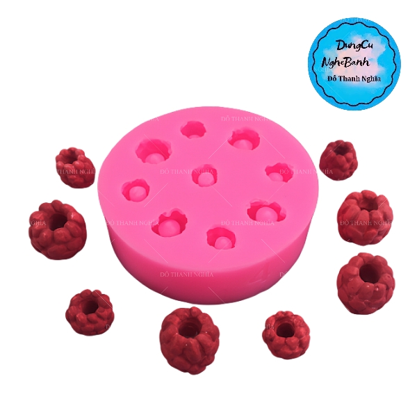 Khuôn Silicon - Trái Cây Berry - Mâm Xôi Lỗ 1.1cm 1.7cm - 9c