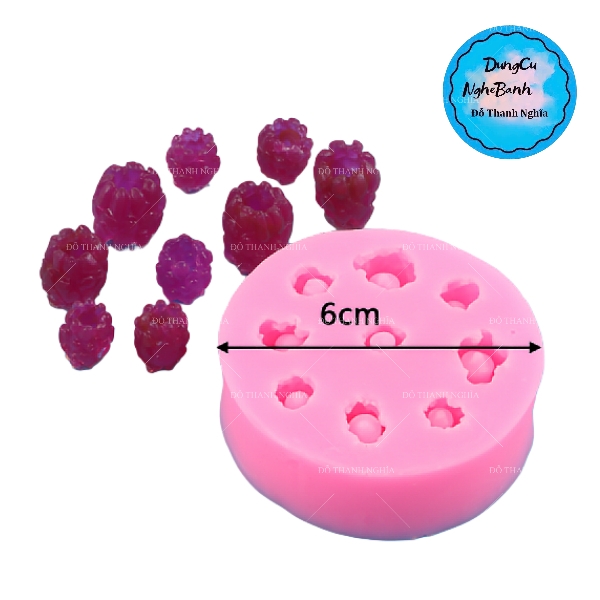 Khuôn Silicon - Trái Cây Berry - Mâm Xôi Lỗ 1.1cm 1.7cm - 9c