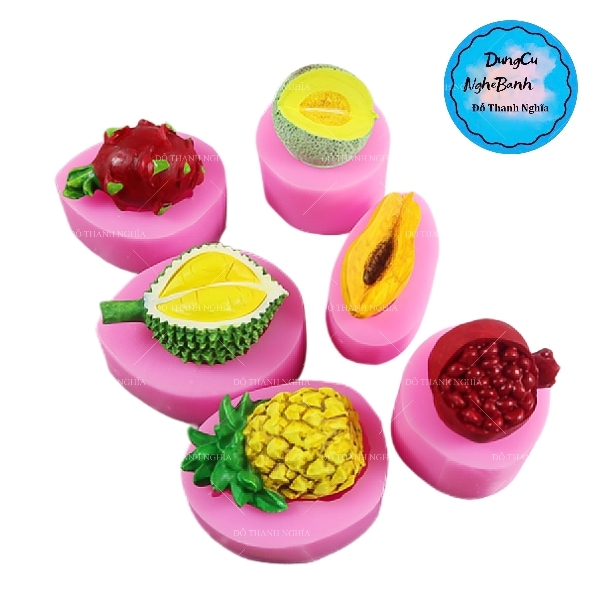 Khuôn Silicon - Trái Cây - TH Set 6c Đu Đủ Long Sầu Lựu Dưa Khóm