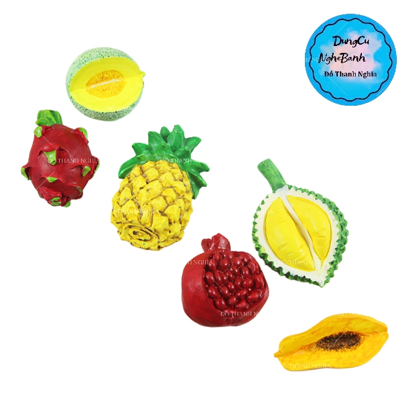 Khuôn Silicon - Trái Cây - TH Set 6c Đu Đủ Long Sầu Lựu Dưa Khóm