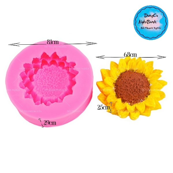 Khuôn Silicon - Hoa Hướng Dương - Mặt Hướng Dương 6.8cm Nở