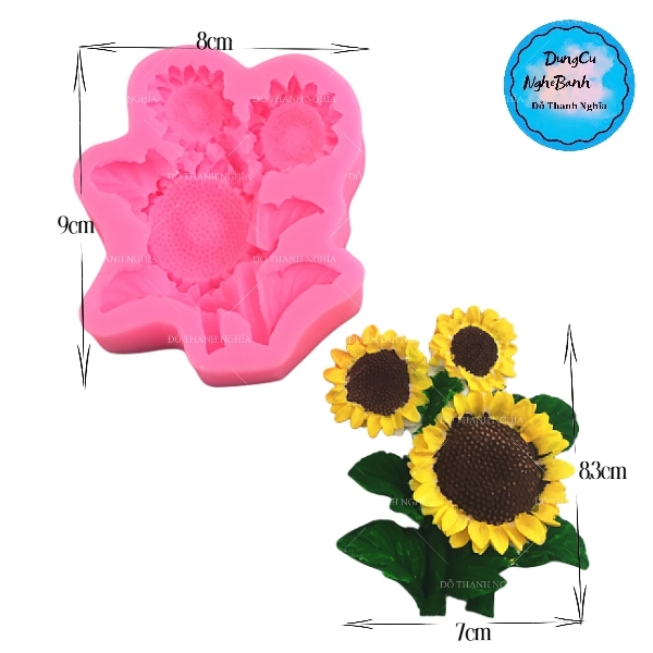 Khuôn Silicon - Hoa Hướng Dương - Mặt Chùm Hoa Hướng Dương 8.3cm
