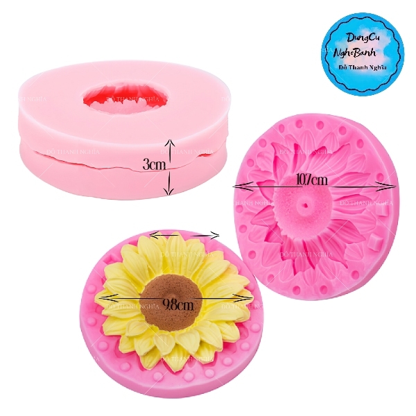 Khuôn Silicon - Hoa Hướng Dương - 9.5cm - 2 Mảnh