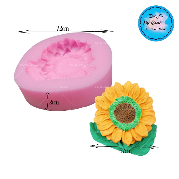 Khuôn Silicon - Hoa Hướng Dương - Mặt Kèm Lá 6cm