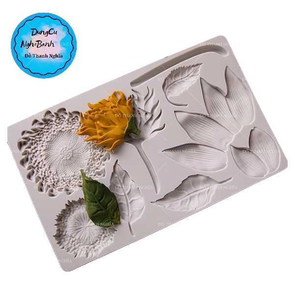 Khuôn Silicon - Hoa Hướng Dương - Mặt Vĩ Kèm Lá 9c