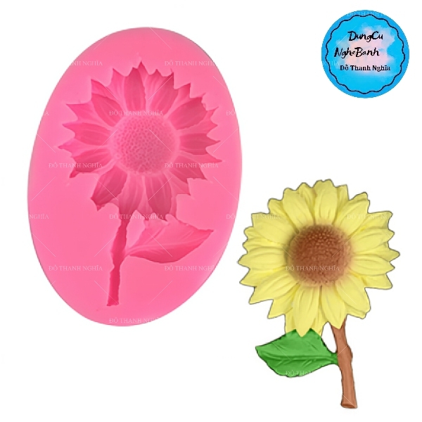 Khuôn Silicon - Hoa Hướng Dương - Mặt 6.5cm - Kèm Lá