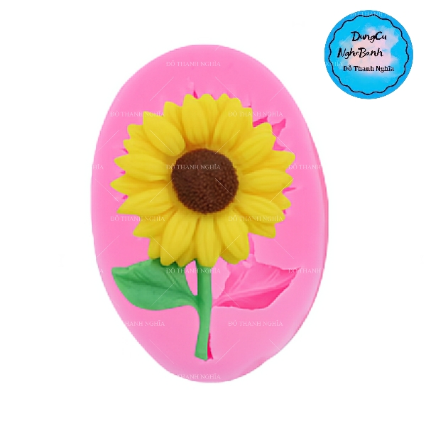 Khuôn Silicon - Hoa Hướng Dương - Mặt 6.5cm - Kèm Lá