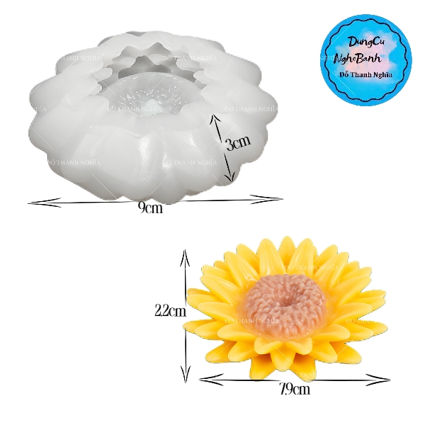 Khuôn Silicon - Hoa Hướng Dương - 7.9cm Khuôn Trắng