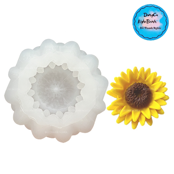 Khuôn Silicon - Hoa Hướng Dương - 7.9cm Khuôn Trắng