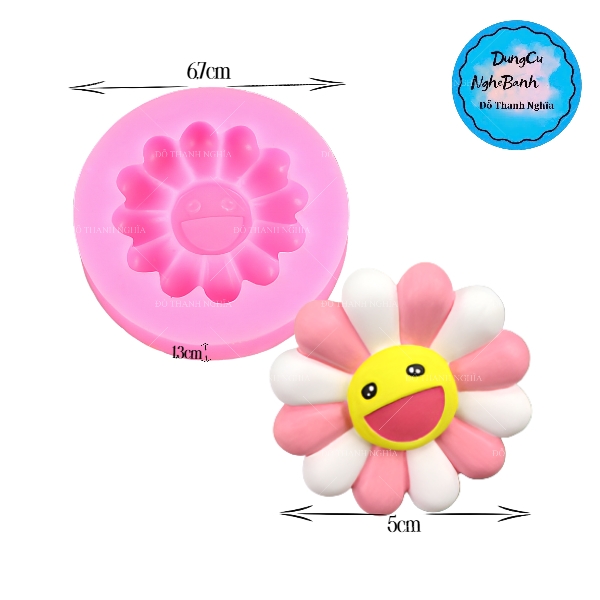 Khuôn Silicon - Hoa Hướng Dương - Mặt 5cm - Mặt Cười