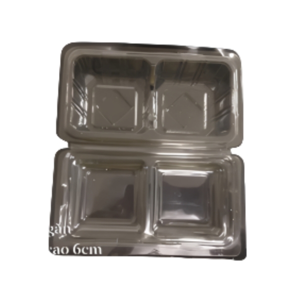 Hộp Nhựa - Chữ Nhật Nắp Gập H162 - 2 Ngăn 2x5cm Cao 4.5cm