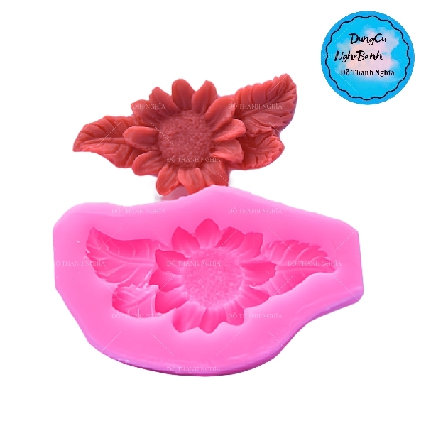 Khuôn Silicon - Hoa Hướng Dương - Mặt 1 Bông Kèm Lá 7.3cm