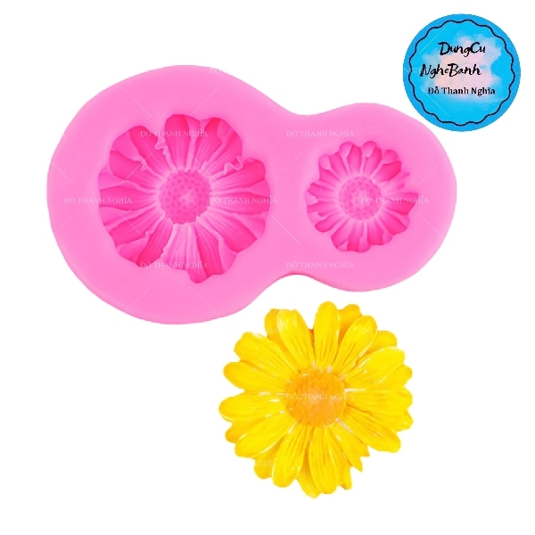 Khuôn Silicon - Hoa Hướng Dương - Mặt 2 Hoa Rời 4.5cm 2.7cm