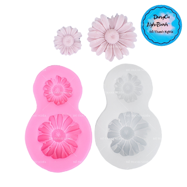 Khuôn Silicon - Hoa Hướng Dương - Mặt 2 Hoa Rời 4.5cm 2.7cm
