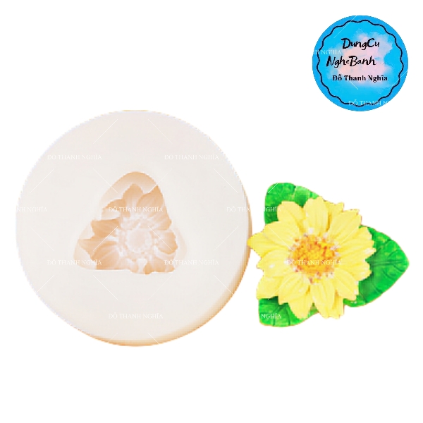 Khuôn Silicon - Hoa Hướng Dương - Mặt 1 Bông Kèm 3 Lá 4.8cm