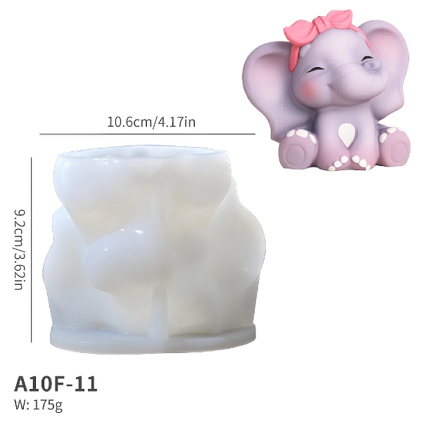 Khuôn Silicon - Động Vật - Con Voi Nơ Đầu 10cm