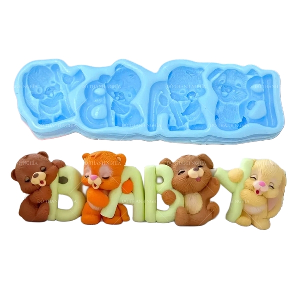 Khuôn Silicon Chữ Baby Gấu 4c