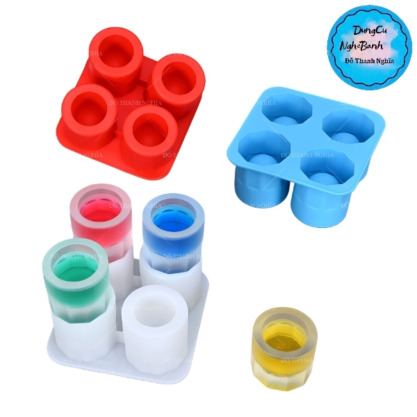 Khuôn Silicon - Bia - Vuông - Ly 4cm H5 Vĩ 4c