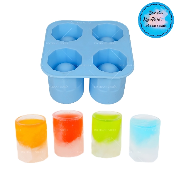 Khuôn Silicon - Bia - Vuông - Ly 4cm H5 Vĩ 4c