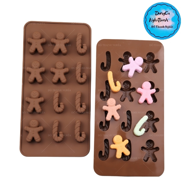 Khuôn Silicon - Noel - Vĩ 6 Người 6 Gậy 12c