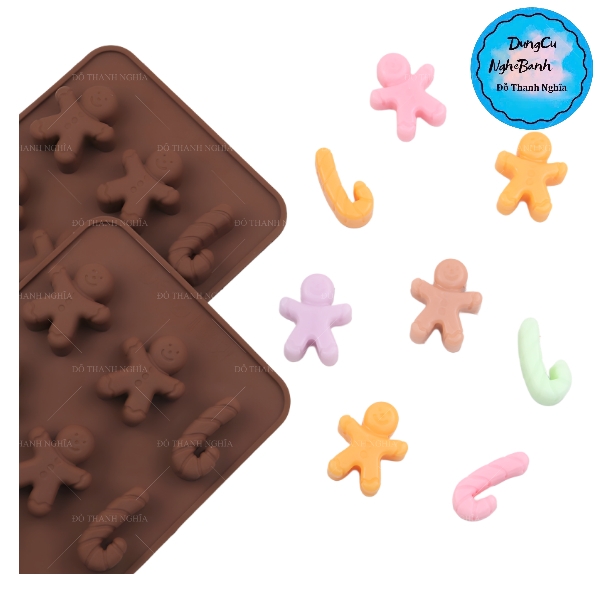 Khuôn Silicon - Noel - Vĩ 6 Người 6 Gậy 12c