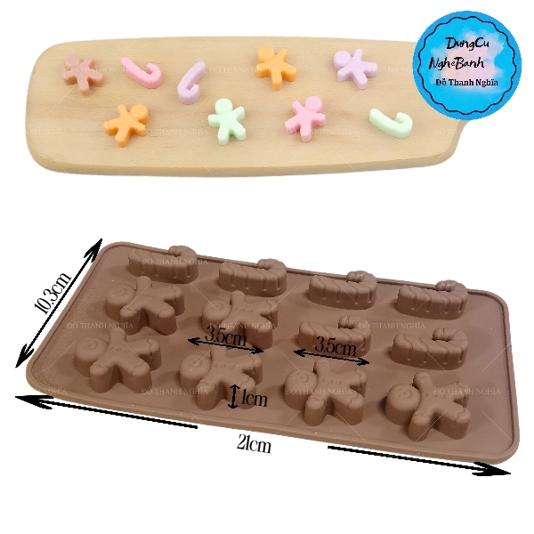 Khuôn Silicon - Noel - Vĩ 6 Người 6 Gậy 12c
