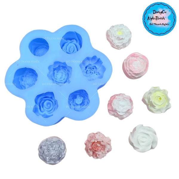 Khuôn Silicon - Hoa Hồng Nở - Vĩ Hồng 7c 3cm