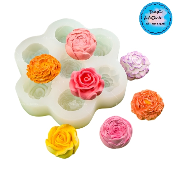 Khuôn Silicon - Hoa Hồng Nở - Vĩ Hồng 7c 3cm