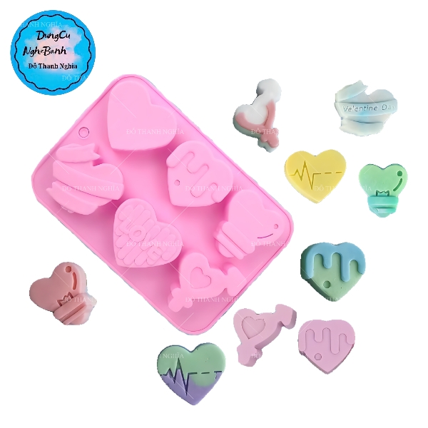Khuôn Silicon - Trái Tim Kiểu - Vĩ 6c TH Love Nhịp