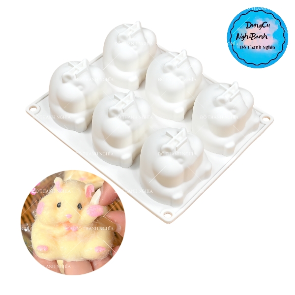 Khuôn Silicon - Động Vật - Chuột Hamster Vĩ 6c 6.6cm