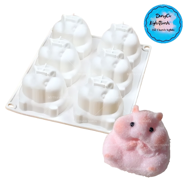Khuôn Silicon - Động Vật - Chuột Hamster Vĩ 6c 6.6cm