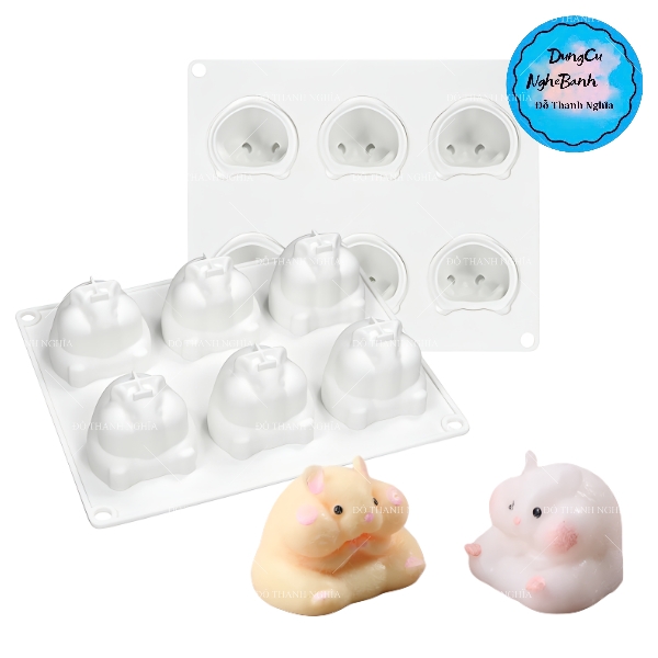 Khuôn Silicon - Động Vật - Chuột Hamster Vĩ 6c 5.7cm