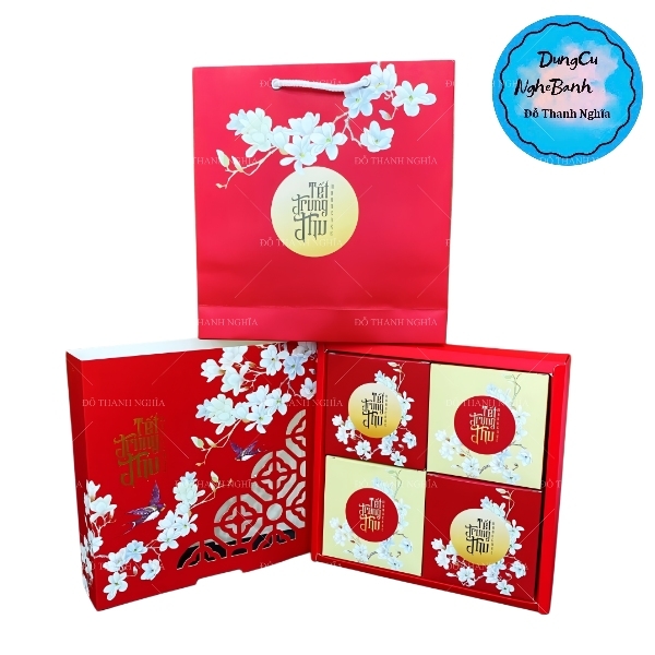 Hộp Giấy - Bánh Trung Thu Quai Xách - 4 Bánh - 4D05
