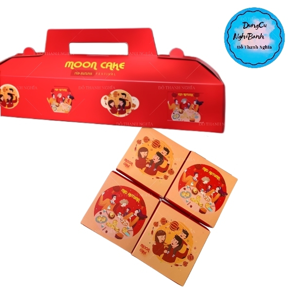 Hộp Giấy - Bánh Trung Thu Quai Xách - 4 Bánh - 4N03